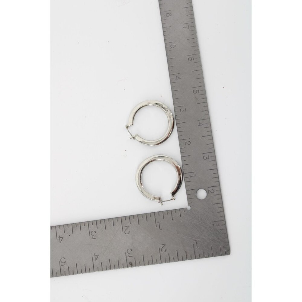 Nine West black Silvertone Hoop Earrings Silver Tone Vintage Pierced 94100 - Picture 3 of 4